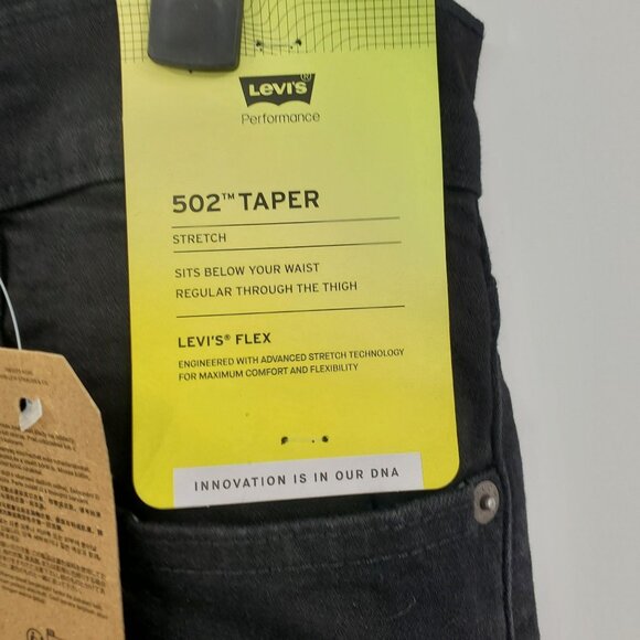 Levi's Flex Stretch 502 Taper Jeans Denim Pants Men Size 31 x 32 NWT Black - Picture 4 of 15